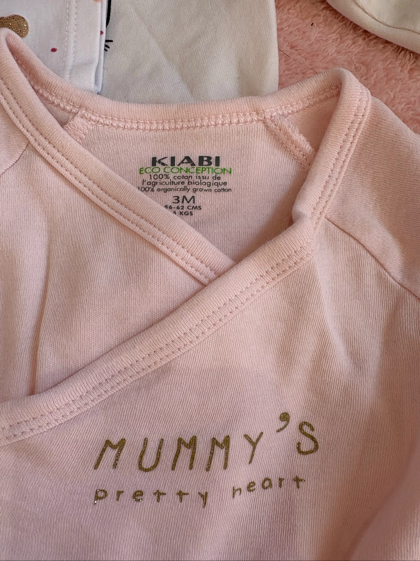 Lot of 5 baby girl bodysuits 3 months – Kiabi, H&M & Tex – photo 4